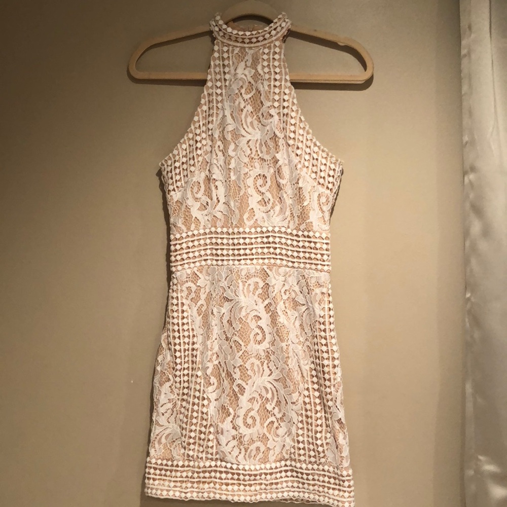 White and cream lace dress